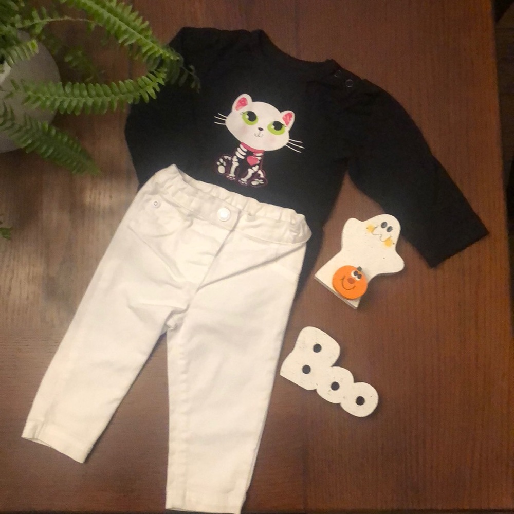 🎃🌻cute skeleton kitty shirt and pants🎃